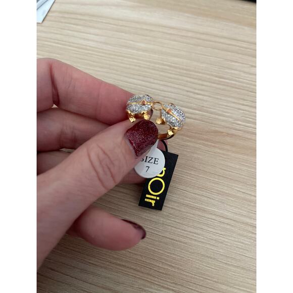 Noir Frogs Kissing CZ Gold Ring, Size 7 - Picture 5 of 5